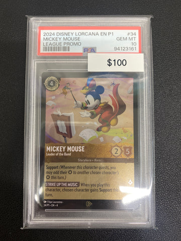 Disney Lorcana P1 League Promo Mickey Mouse PSA 10