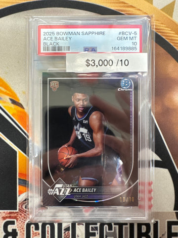 2025 Bowman Sapphire Basketball Ace Bailey Rookie Black Refractor /10 PSA 10