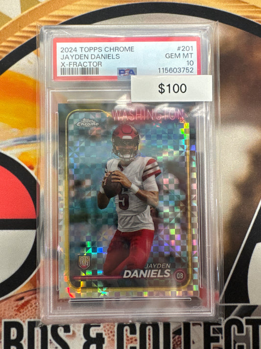 2024 Topps Chrome Football Jayden Daniels Rookie X-Fractor PSA 10