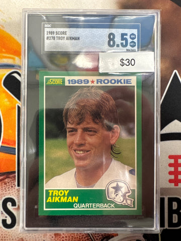 1989 Score NFL Troy Aikman Rookie SGC 8.5