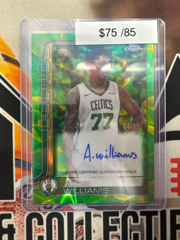2026 Topps Chrome Update NBA Amari Williams Rookie Autograph Yellow/Green Lava Lamp Refractor /85