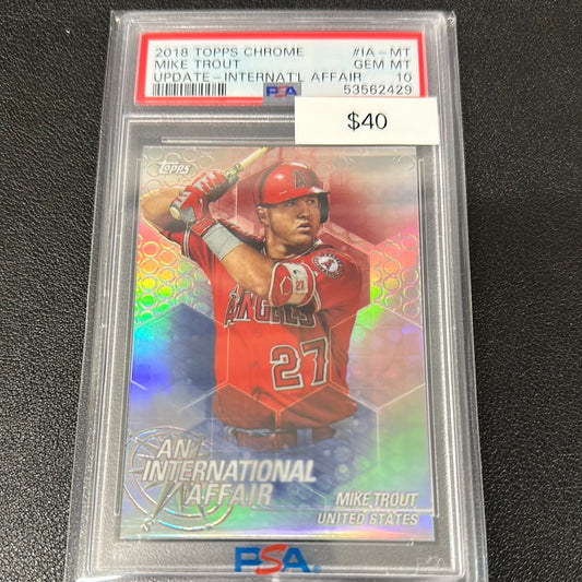 2018 MLB Topps Chrome Mike Trout International Affair PSA 10