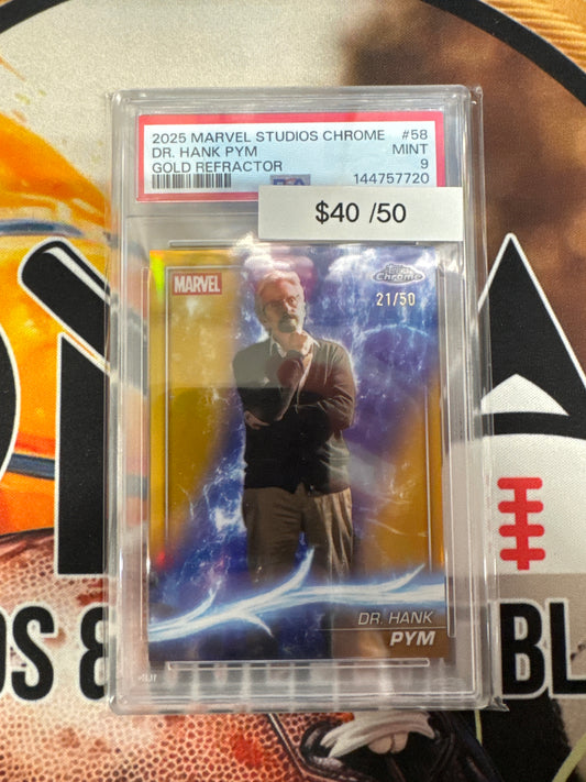 2025 Topps Marvel Studios Chrome Dr. Hank Pym Gold Refractor /50 PSA 9