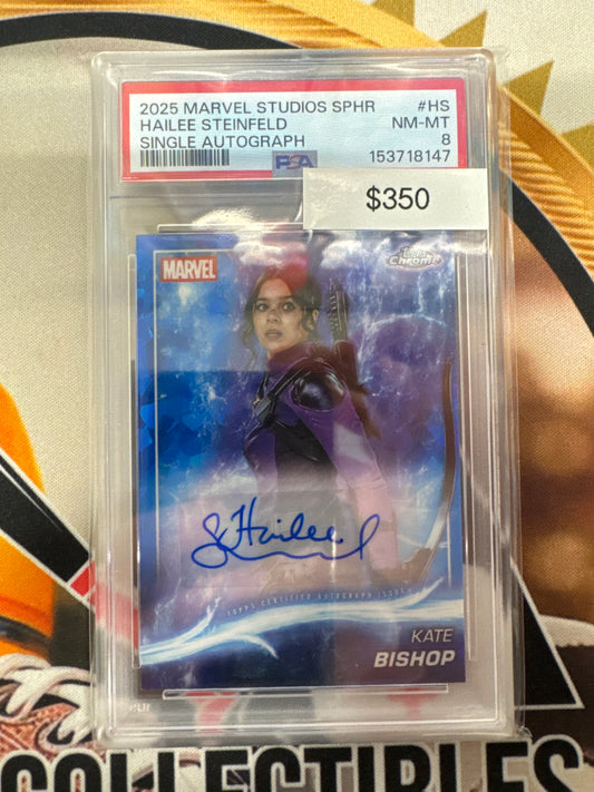2025 Topps Marvel Studios Chrome Hailee Steinfeld As Kate Bishop Single Autograph PSA 8