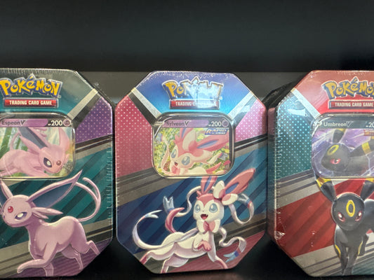 Pokemon Espeon V, Umbreon V, Sylveon V tin