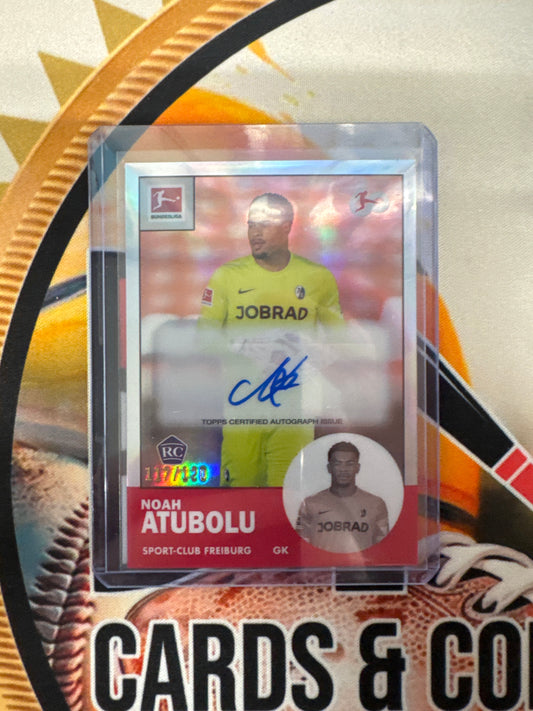 2023-24 Topps Chrome Bundesliga Noah Atubolu Rookie Refractor Autograph 1963 Variation /120