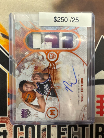 2026 Topps Motif Basketball Nique Clifford Rookie Triple Relic Autograph Orange Refractor /25