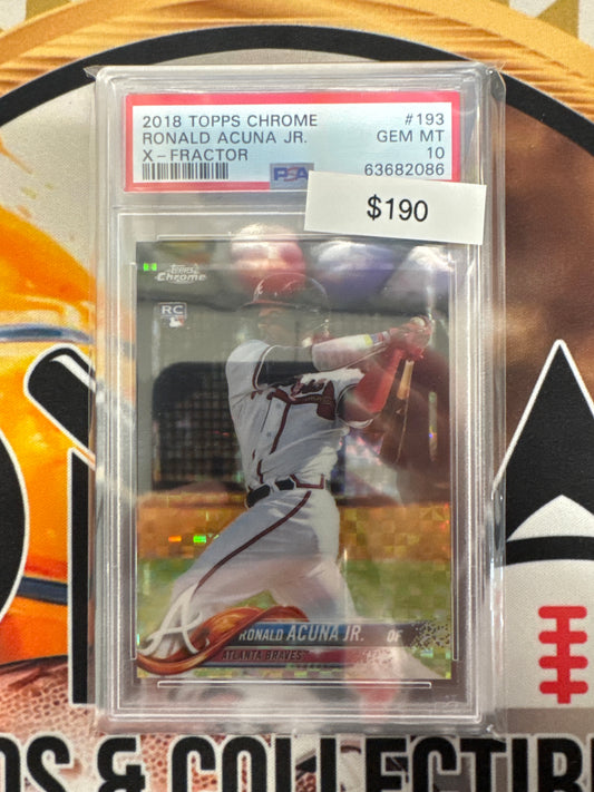 2018 Topps Chrome MLB Ronald Acuna Jr. Rookie X-Fractor PSA 10