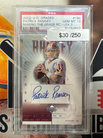 2002 Upper Deck Graded Football Patrick Ramsey Making The Grade Rookie Level 3 PSA 10
