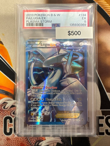 2013 Pokemon Black & White Lugia Ex Full Art Plasma Storm 134/135 PSA 5