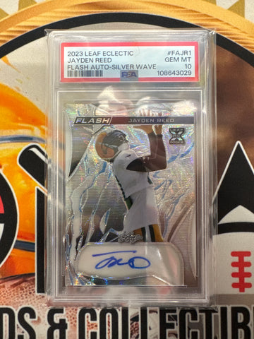 2023 Leaf Eclectic Jayden Reed Flash Auto Silver Wave /5 PSA 10
