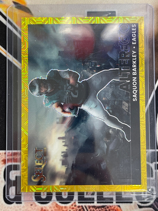 2025 Panini Select NFL Saquon Barkley Alter-Ego Gold Mojo Prizm /10