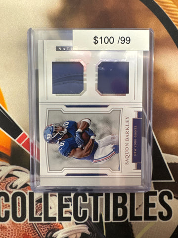 2018 Panini National Treasures NFL Saquon Barkley Dual Patch /99