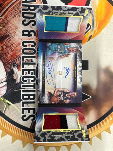 2025-26 Topps Inception Basketball Kasparas Jakucionis & Liam McNeeley Dual Rookie Relic Autograph Booklet /10