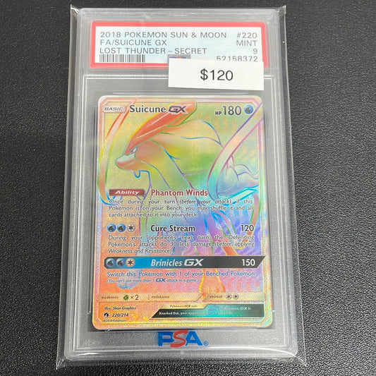 2018 Pokémon Suicune GX Lost Thunder Secret PSA 9