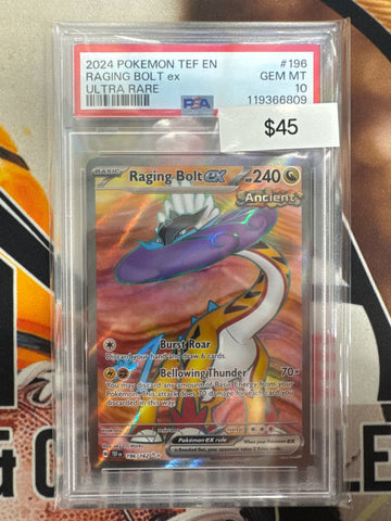 2024 Pokemon Temporal Forces Raging Bolt EX 196/162 Ultra Rare PSA 10