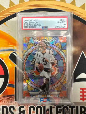 2023 Panini Mosaic NFL Joe Burrow Stained Glass PSA 10