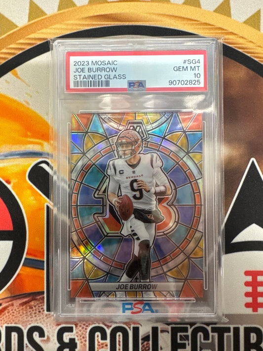 2023 Panini Mosaic NFL Joe Burrow Stained Glass PSA 10