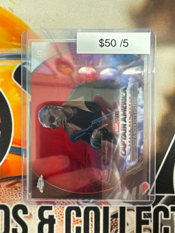 2025 Topps Chrome Marvel Studios Sidewinder Sets His Trap Captain America Red Refractor /5