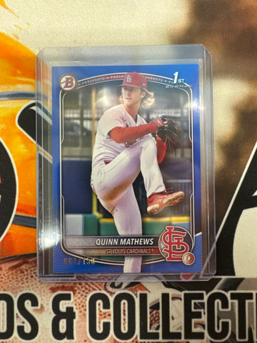 2025 Bowman MLB Quinn Mathews 1st Bowman Blue Refractor /150