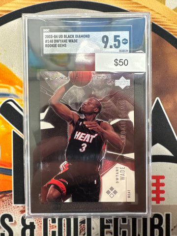 2003-04 Upper Deck Black Diamond Basketball Dwyane Wade Rookie Gems SGC 9.5