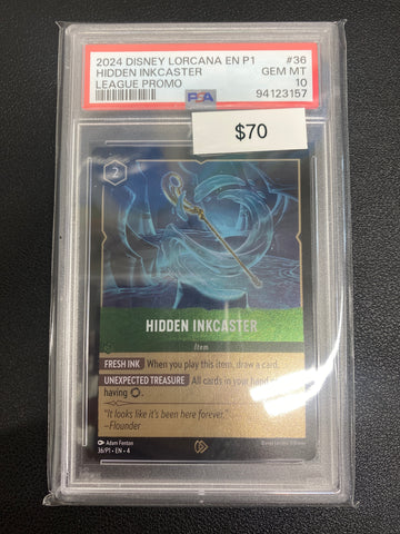 Disney Lorcana P1 League Promo Hidden Inkcaster PSA 10