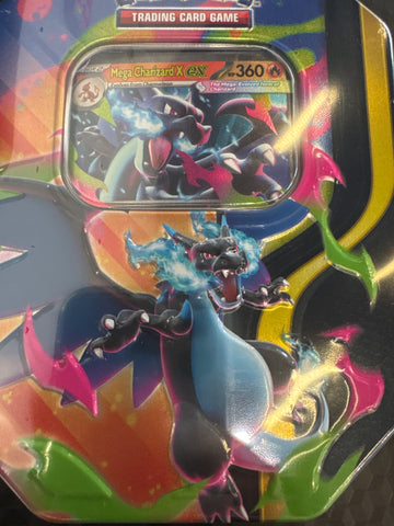 Pokemon Mega Charizard X or Y ex tin