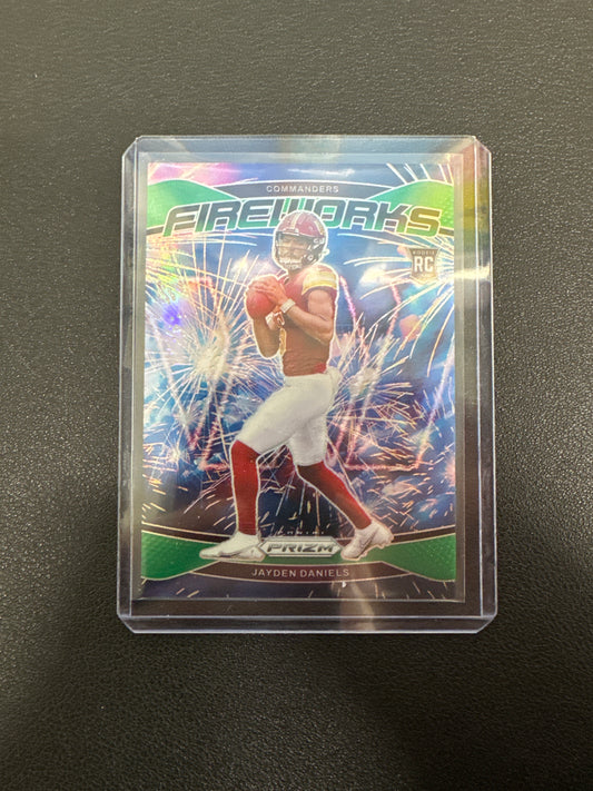 2024 Panini Prizm NFL Jayden Daniels Fireworks Rookie Green Prizm