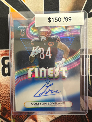 2025 Topps Finest NFL Colston Loveland Rookie Finest Autograph Blue Refractor /99
