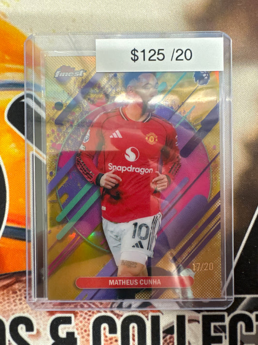 2026 Topps Finest English Premier League Matheus Cunha Rare Gold Refractor /20