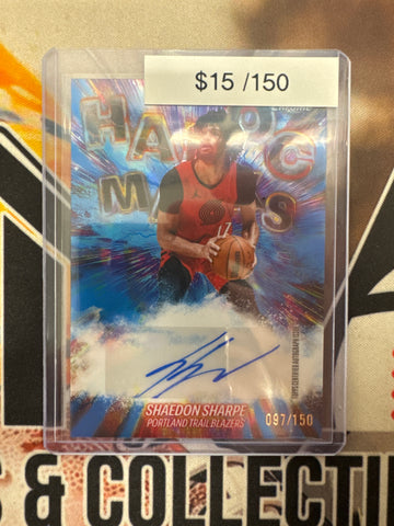 2026 Topps Chrome NBA Update Shaedon Sharpe Havoc Marks Autograph Blue Refractor /150