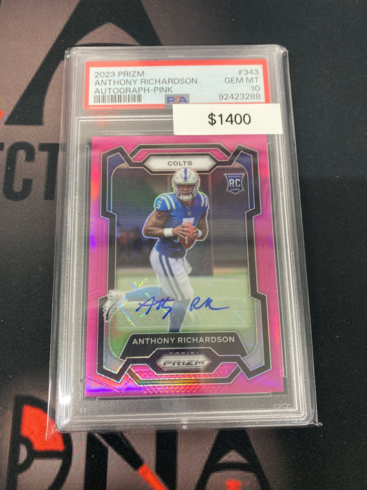 2023 NFL Prizm Anthony Richardson Pink Rookie Auto PSA 10