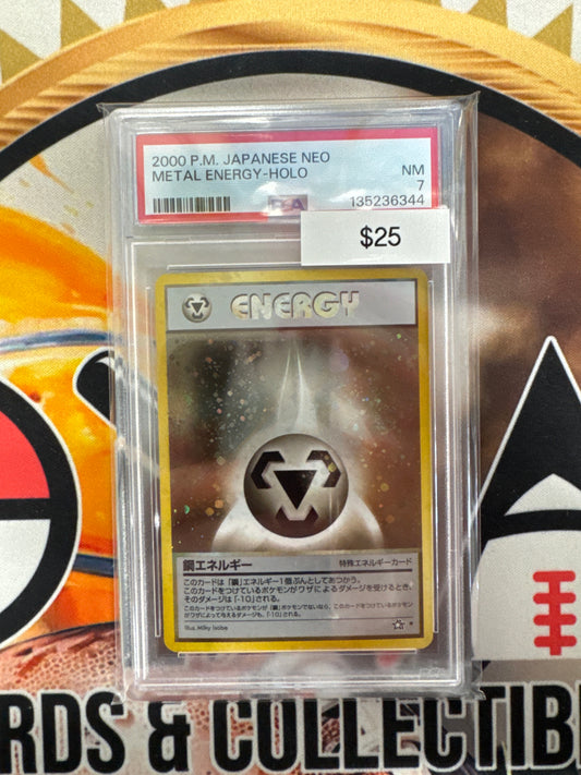 2000 Pokemon Japanese Neo Metal Energy Holo PSA 7