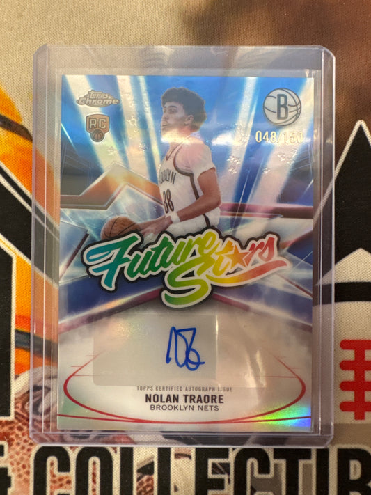 2026 Topps Chrome NBA Update Nolan Traore Rookie Future Stars Autograph Blue Refractor /150