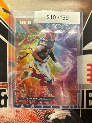 2026 Topps Resurgence NFL Justin Jefferson Circuit Breakers Crimson Surge Refractor /199