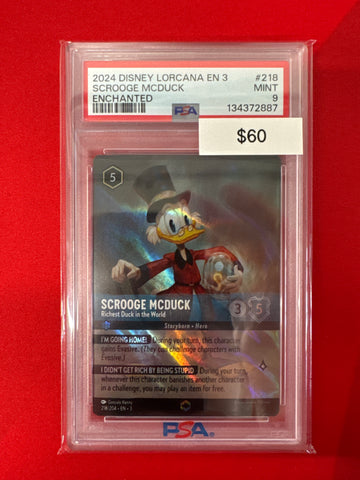 2024 Disney Lorcana En 3 Scrooge McDuck Enchanted 218/204 PSA 9