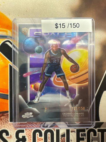 2026 Topps Chrome Cosmic NBA Cedric Coward Space Walk Rookie Purple Wave Refractor /150