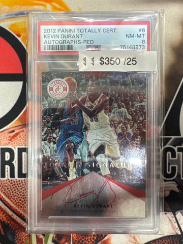 2012 Panini Totally Certified Kevin Durant Autograph Red Prizm /25 PSA 8