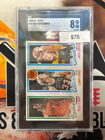 1980-81 Topps NBA Scott May, Larry Bird & Jack Sikma SGC 8