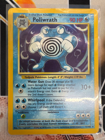 Pokémon Poliwrath Holo Base Set 13/102 MP