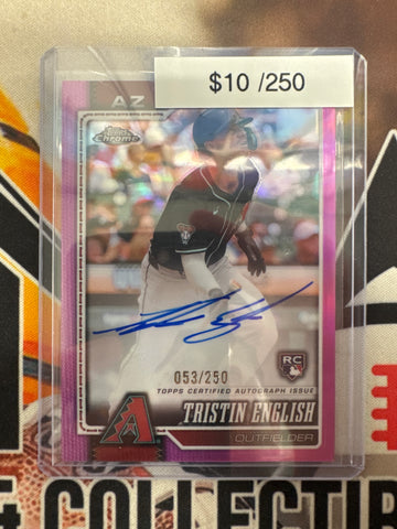 2026 Topps Chrome MLB Tristin English Rookie Autograph Pink Refractor /250