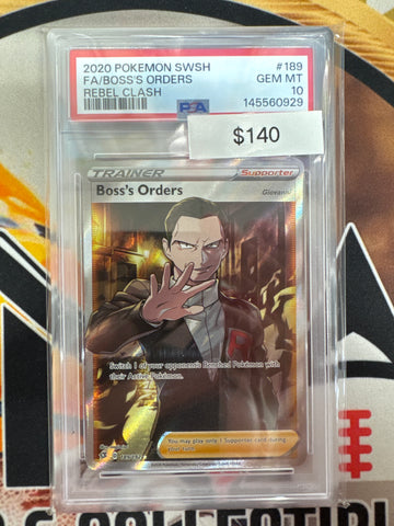Pokémon Boss’s Orders Full Art Rebel Clash 189/192 PSA 10