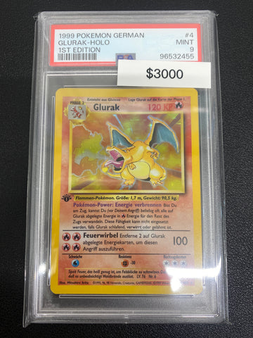 Pokémon German 1st Edition Base Set Charizard (Glurak) Holo PSA 9