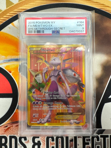 2015 Pokémon XY Full Art Mewtwo Ex 164/162 Breakthrough Secret PSA 9