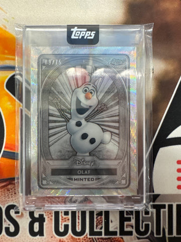 2025 Topps Disney Mint Olaf Topps Chrome Shimmer Encased /75