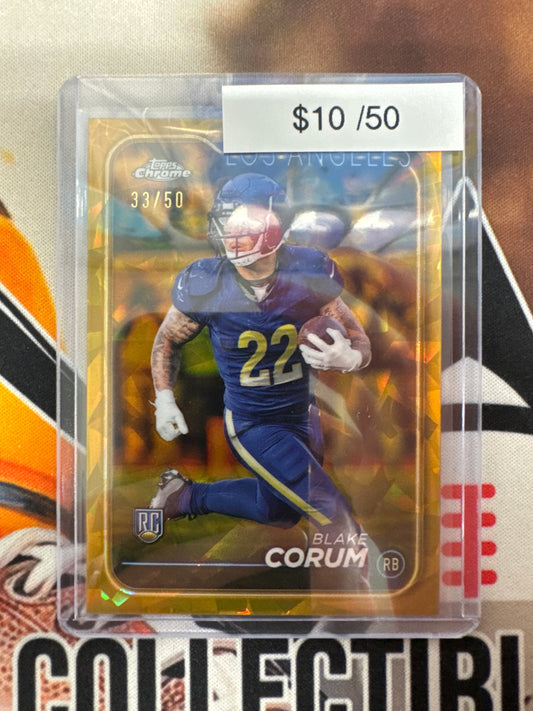 2024 Topps Chrome Football Sapphire Blake Corum Gold Refractor /50