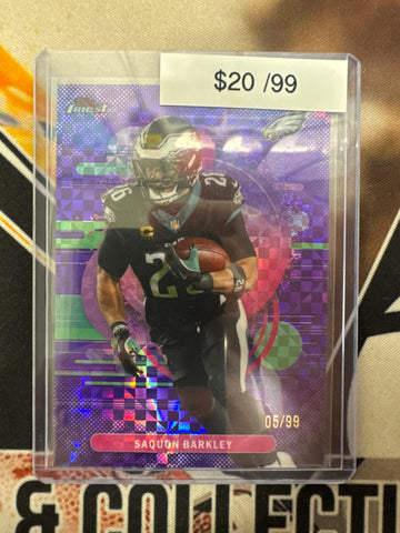 2025 Topps Finest NFL Saquon Barkley Uncommon Purple XFractor Refractor /99