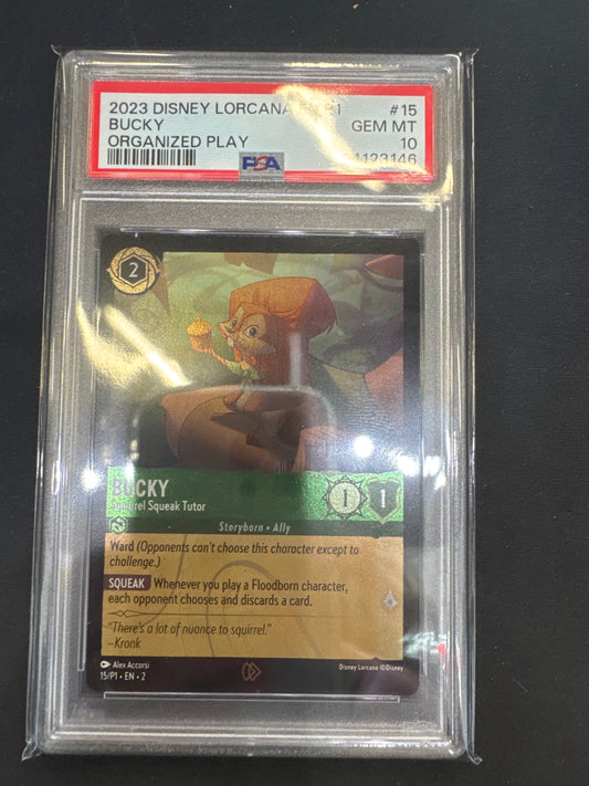 2023 Disney Lorcana En P1 Bucky Organized Play 15/P1 PSA 10