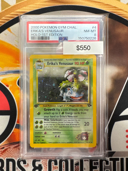 2000 Pokemon Gym Challenge Erika’s Venusaur Holo 1st Edition 4/132 PSA 8