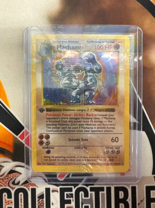 Pokémon Base Set Machamp Sealed Holo 1st edition 8/102 Shadowless Slight Tear In Plastic